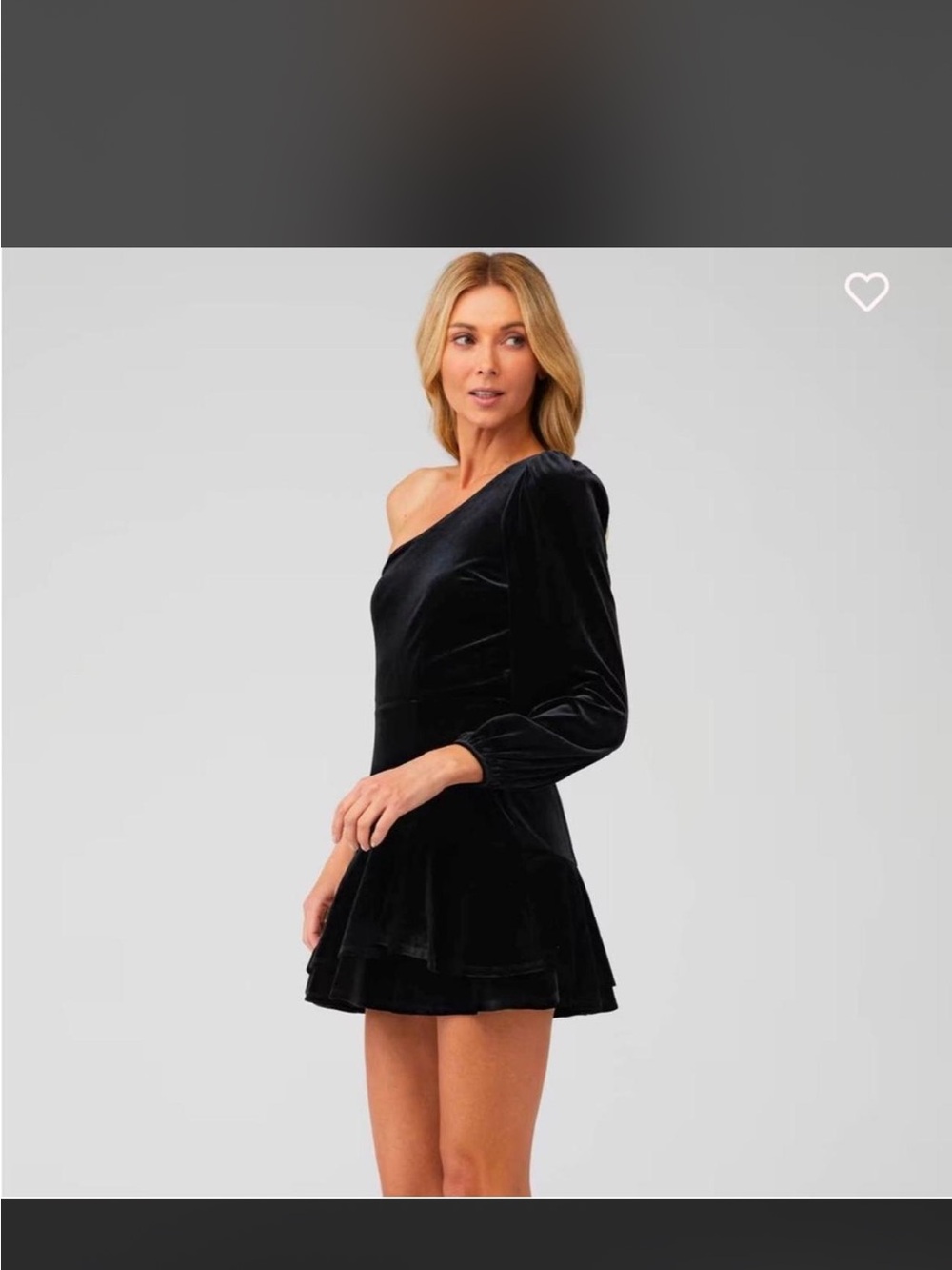 Yumi Kim Black One-Shoulder Velvet Mini Dress